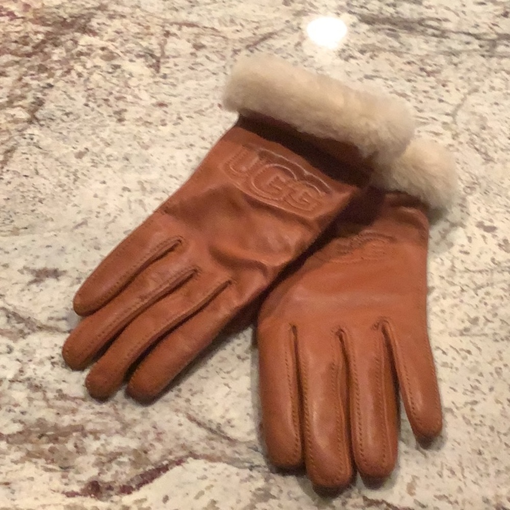 UGG leather shearling lined gloves. Worn once!  A little small for me but EUC!